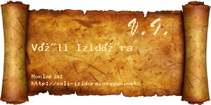 Váli Izidóra névjegykártya